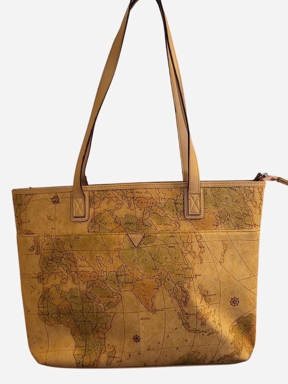 Tan 🧡 Map-Print Tote Bag
